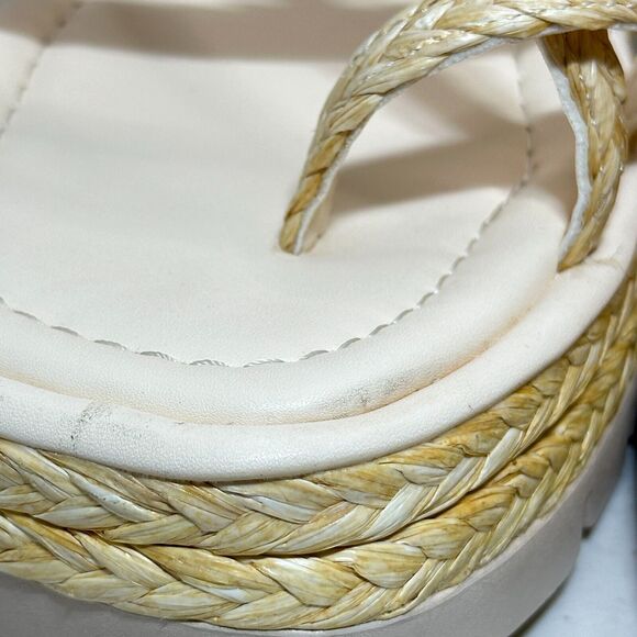 Madden Girl Vault Raffia Wedge Espadrille Sandals Cream Women's 8.5M Cushioned - Picture 3 of 13